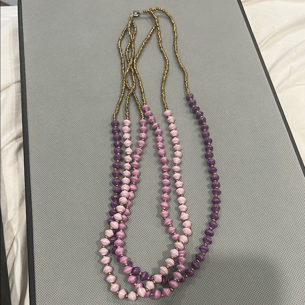 Elegant Pink and Purple Beaded Necklace